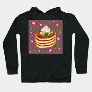 Strawberries Cream & Mint Pancake Print Hoodie